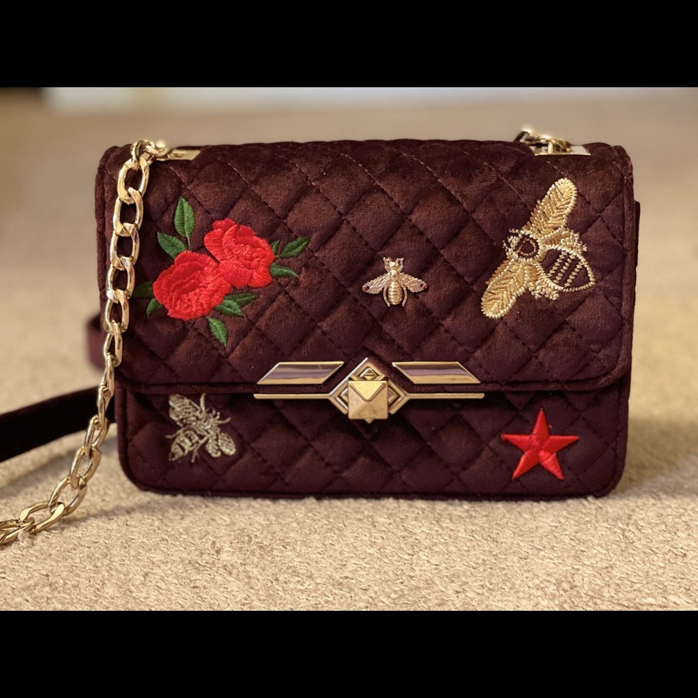 Dream Control velvet embroidered crossbody